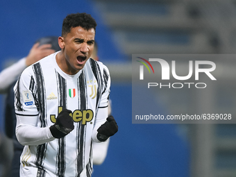 Danilo of Juventus FC celebrates after winning the Italian PS5 Supercup Final match between FC Juventus and SSC Napoli at the Mapei Stadium...