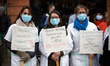 Doctors, nurses, nursing auxiliaries and ordinary people protested against the lack of mea...