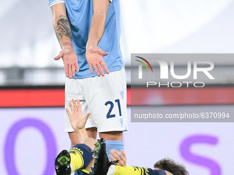 Sergej Milinkovic-Savic of SS Lazio reacts during the Coppa Italia match between SS Lazio and Parma Calcio 1913 at Stadio Olimpico, Rome, It...