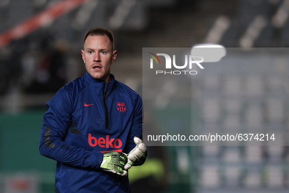 Marc-Andre ter Stegen of Barcelona during the warm-up before the Supercopa de Espana Semi Final match between Real Sociedad and FC Barcelona...
