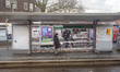 Damaged tram stop Randweg as seen with people wearing facemask. The aftermath of the anti-...