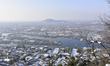 View of Srinagar city from the foot hills of Zabarwan mountains afte the fresh spell of Sn...