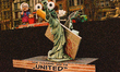 a float with Lady of liberty cut into half with ax is seen during the press preview of Ros...