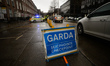 Garda Siochana checkpoint in Baggot Street Lower, Dublin, during Level 5 Covid-19 lockdown...