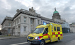 Dublin Fire Brigade ambulance seen near the Custom House in Dublin during Level 5 Covid-19...