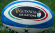 An official matchball during warm up before the 2021 Guinness Six Nations Rugby Championsh...
