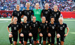(150616) -- WINNIPEG, June 16, 2015 () -- Players of New Zealand line up ahead of the Grou...