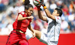 (150616) -- WINNIPEG, June 16, 2015 () -- Thailand's goalkeeper Waraporn Boonsing (R) make...