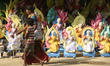 Street vendor selling Hindu Saraswati Idols ahead of Saraswati Puja, on February 13, 2021...