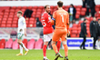 Glenn Murray (25) of Nottingham Forest  talks with Asmir Begovic of AFC Bournemouth after...