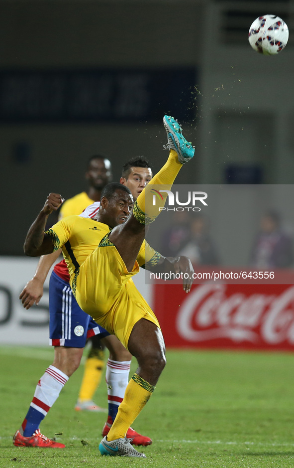 (150617) -- ANTOFAGASTA, June 17, 2015 () -- A player of Jamaica competes during the group B match against Paraguay at the 2015 American Cup...
