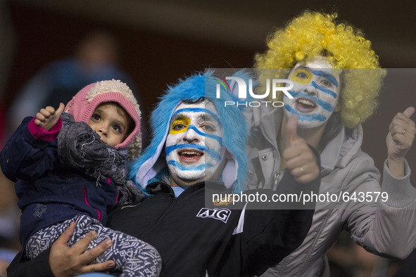 LA SERENA, June 17, 2015 () -- Fans from Uruguay react prior to the Group B match of the Copa America Chile 2015 between Argentina and Urugu...