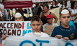 People march during a demonstration in Acerra (Naples) on September 7, 2019 to protest aga...
