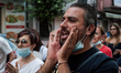 People march during a demonstration in Acerra (Naples) on September 7, 2019 to protest aga...
