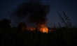 This photo taken on September 9, 2019 shows a toxic fire in Villa Ricca (Naples), between...