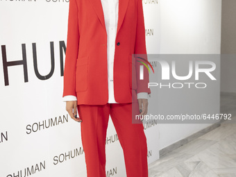 Godeliv Van den Brandt  attends the 'Relieve' fashion show photocall at the White Lab Gallery on February 17, 2021 in Madrid, Spain. (