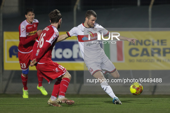 Andrea Ghion of Carpi FC, Nermin Karić of FC Sudtirol during the Serie C match between Carpi and Sudtirol at Stadio Sandro Cabassi on Februa...