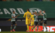 Nuno Santos scores and celebrates with Joo Mrio during the game for Liga NOS between Sport...