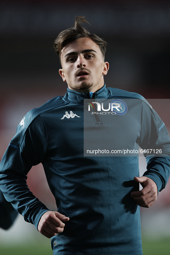 Giovanni Ceparano of Napoli during the warm-up before the UEFA Europa League Round of 32 match between Granada CF and SSC Napoli at Estadio...