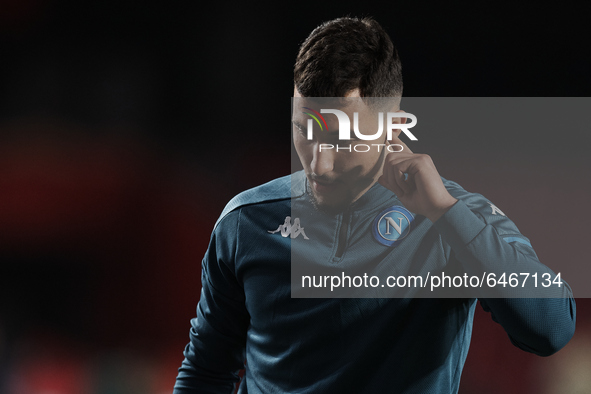 Davide Costanzo of Napoli during the warm-up before the UEFA Europa League Round of 32 match between Granada CF and SSC Napoli at Estadio Nu...