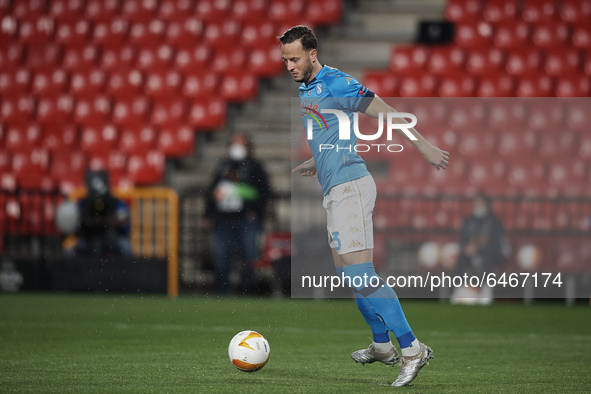 Amir Rrahmani of Napoli controls the ball during the UEFA Europa League Round of 32 match between Granada CF and SSC Napoli at Estadio Nuevo...