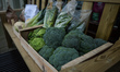 Organic broccoli and cabbage on display outside a grocery shop in Dublin during Level 5 Co...