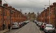 Typical almost empty street in Portobello district of Dublin during Level 5 Covid-19 lockd...