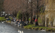 People enjoy a nice weather at the Grand Canal in Dublin during Level 5 Covid-19  lockdown...