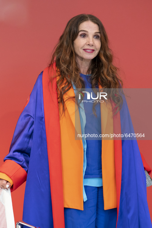 The actress Victoria Abril poses during the masterclass of the Feroz Awards in Madrid February 25, 2021 Spain 