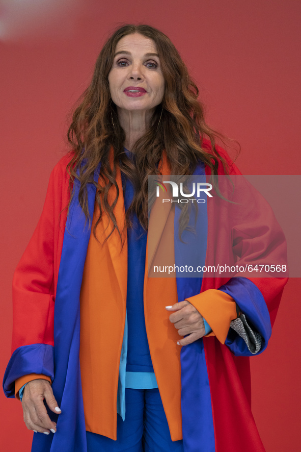 The actress Victoria Abril poses during the masterclass of the Feroz Awards in Madrid February 25, 2021 Spain 