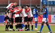 Oldham Athletic's Dylan Bahamboula celebrates scoring his side's second goal of the game d...