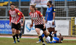Oldham Athletic's Carl Piergianni celebrates scoring his side's third goal of the game dur...