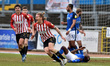 Oldham Athletic's Carl Piergianni celebrates scoring his side's third goal of the game dur...