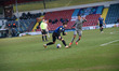 Alex Newby of Rochdale AFC under pressure from Neal Eardley of Burton Albion     during th...