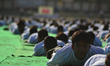 Indian National cadet corps( NCC) candidates perform yoga as world celebrates Internationa...