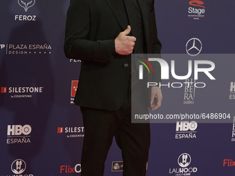 Jorge Sanz attends the Feroz Awards 2021 Red Carpet at VP Hotel Plaza de España in Madrid, Spain (