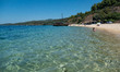 Aretes beach in Toroni area in Halkidiki. The beach with the golden sand and transparent c...