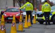 Garda Siochana checkpoint in Baggot Street Lower, Dublin, during Level 5 Covid-19 lockdown...