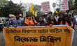 Leftist student organization stage a protest rally demanding demolish Digital Security Act...