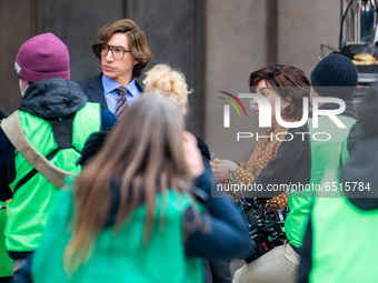 Adam Driver and Lady Gaga are seen on the House of Gucci movie set on March 11, 2021 in Milan, Italy. (