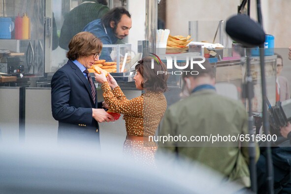 Adam Driver and Lady Gaga are seen on the House of Gucci movie set on March 11, 2021 in Milan, Italy. 