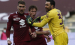 Lyanco, Mërgim Vojvoda and Salvatore Sirigu during Serie A match between Torino v Sassuolo...