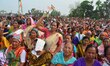 Congress supporters during an election campaign rally of party leader Rahul Gandhi  at  Go...