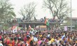 Congress supporters during an election campaign rally of party leader Rahul Gandhi  at  Go...