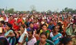 Congress supporters during an election campaign rally of party leader Rahul Gandhi  at  Go...