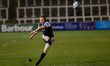 Joel Hodgson of Newcastle Falcons hits the post with this conversion attempt during the Ga...