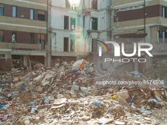 A view of collapsed "Casa dello Studente" (Student House) in L'Aquila, Italy on May 4, 2009. On April 6th, 2009, a violent earthquake destro...