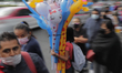 A balloon vendor at the Mercado de la Viga market in Mexico City, on the occasion of Holy...