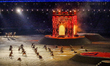 The Ateshgah fire temple rise from the Main stage surrounded by dancers   during  the  Clo...