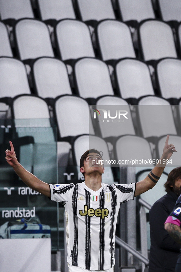 Juventus forward Paulo Dybala (10) celebrates after scoring his goal to make it 2-0 during the Serie A football match n.3 JUVENTUS - NAPOLI...